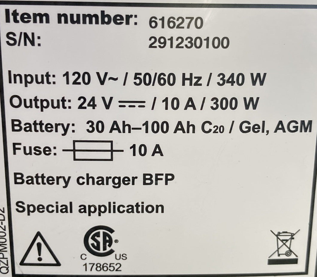 Permobil 10 amp VoltPro Power Wheelchair Battery Charger 24V 10A 616270 #K745