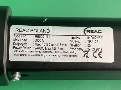 REAC Wheelchair Recline Actuator Type: RE5001/41- Item: 94QA2NB1 - TRA1071 #J133